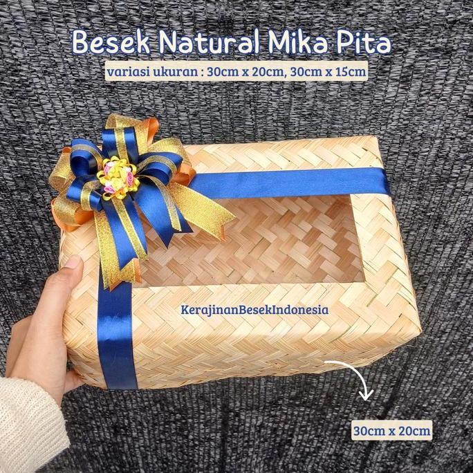 {{{{}}] GROSIR SEPASANG BESEK NATURAL MIKA PITA hampers box nasi roti kerajinan bambu kotak keranjan