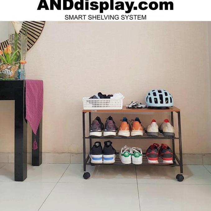 RAK SEPATU SUSUN 3 - RAK SEPATU BESI - RAK SEPATU KAYU MINIMALIS