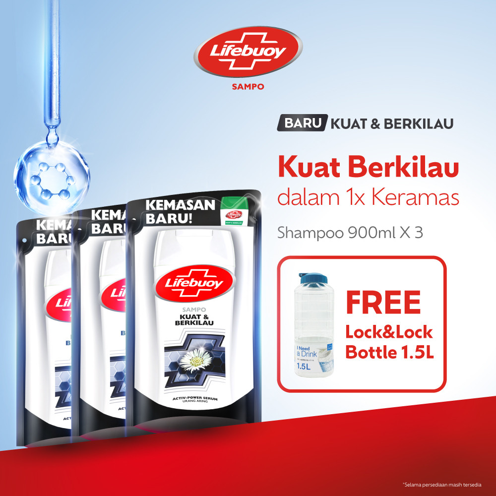 Lifebuoy Shampoo Kuat & Berkilau, Strong & Shiny Lawan Kuman Penyebab Masalah Rambut & Rambut Kusam 