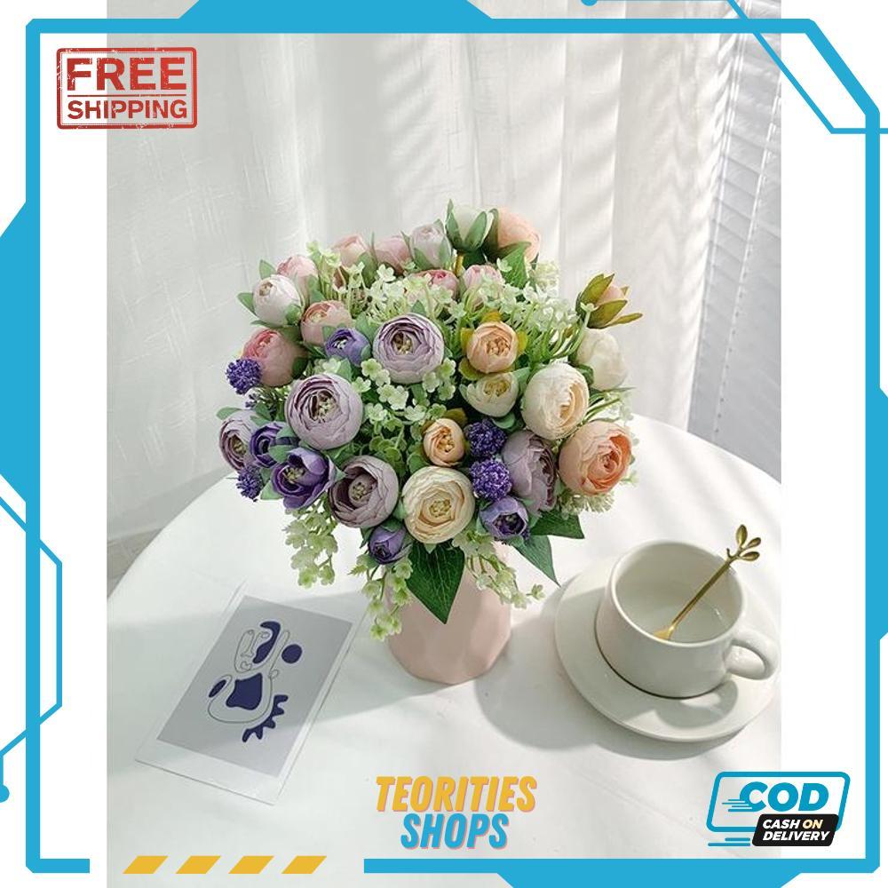 Bunga Artificial Spring Camellia Fwr Dekorasi Hias Bunga Plastik Buket Bouquet - RO30-1911 Bisa COD 