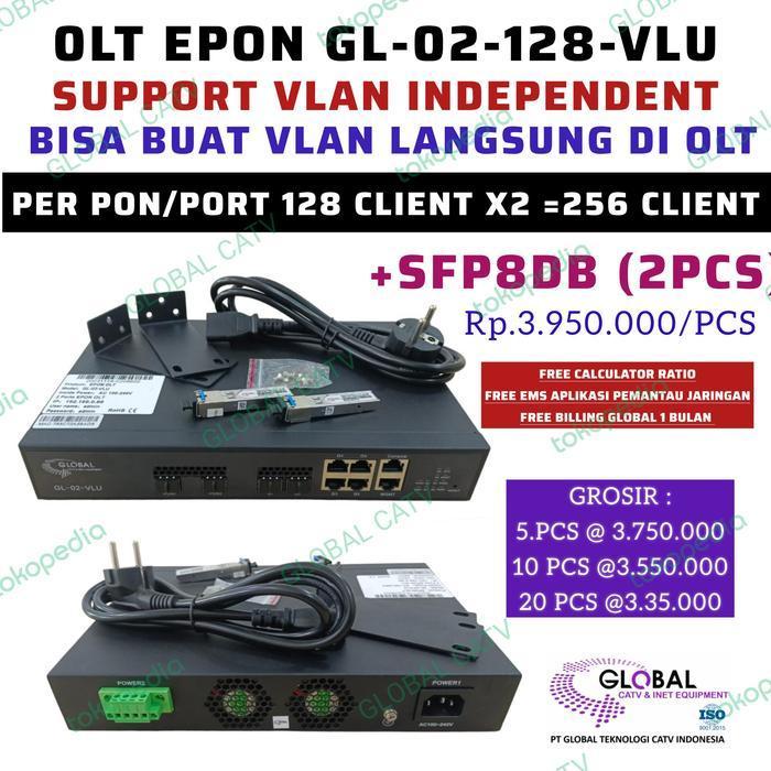 Olt Epon 2.Port Global Gl 02-128Cl-Vlu + Sfp 8Db Ac+ Dc 12 Volt Terbaru Best Quality 100% Original