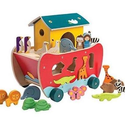 Tender Leaf Toys - Wooden Noahs Ark Animal Shape Sorter Toy - Encourages