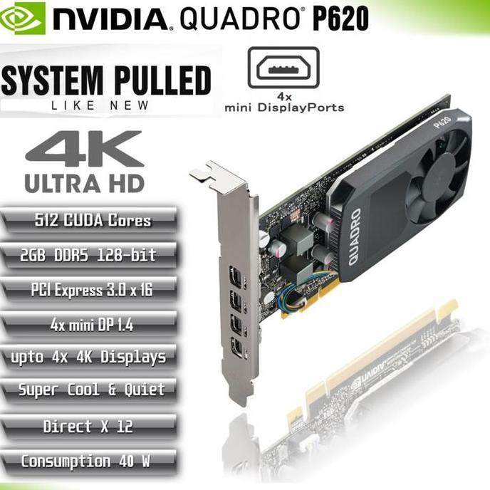 Vga Render Nvidia Quadro P620 2Gb Gddr5 512Core Support 4Xqhd Monitor