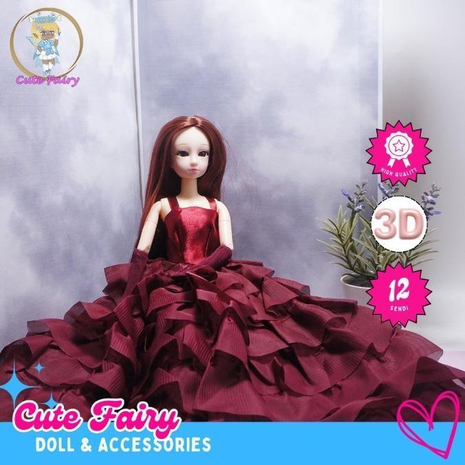 BNK 01 Boneka bjd Dress Yuna Bjd Doll Cute DIY Princess Boneka BJD 30cm [Set baju & boneka]
