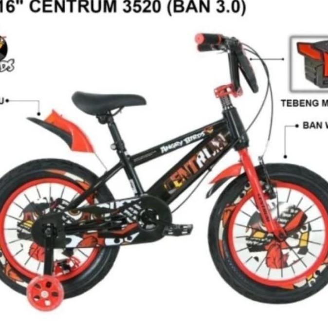 Sepeda Anak Bmx 18 Inch Centrum Angry Bird Ban Besar 3.0 Musik Lampu