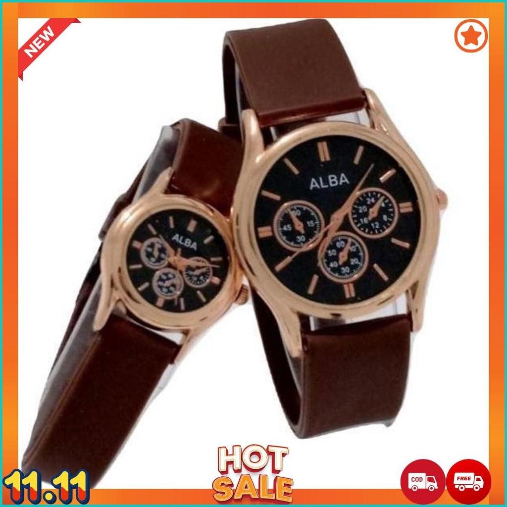 JAM TANGAN COUPLE/PRIA/WANITA ALBA COUPLE STRAP RUBBER COD
