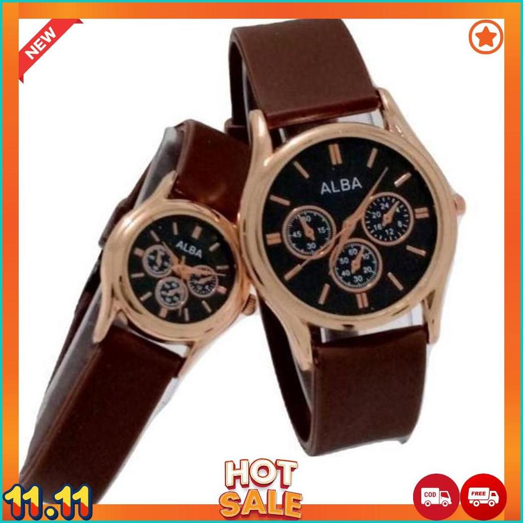 JAM TANGAN COUPLE/PRIA/WANITA ALBA COUPLE STRAP RUBBER COD