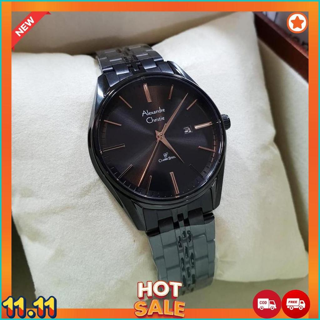 JAM ORIGINAL ALEXANDRE CHRISTIE AC8588 WANITA STAINLESS STEEL HITAM COD