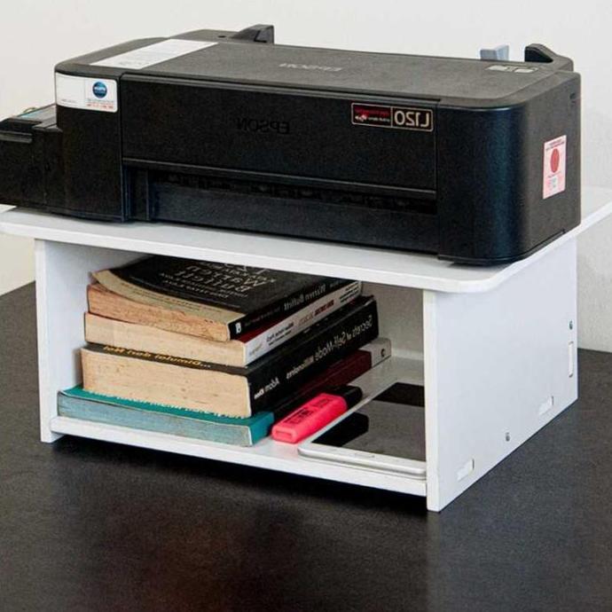 Meja Printer Rak Buku Dudukan Scanner Minimalis 2 Susun Kantor Belajar