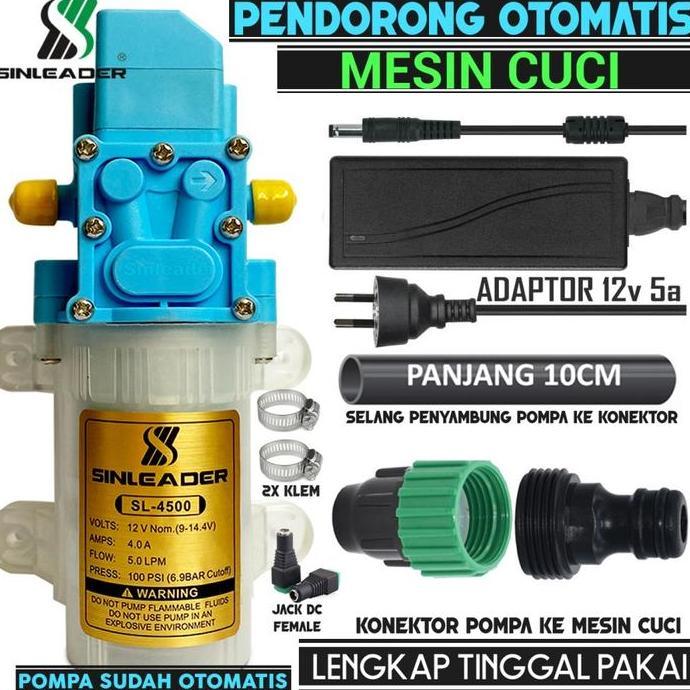 Paket Pompa Pendorong Mesin Cuci Otomatis Tekanan Tinggi adaptor listrik Pipa DISKON