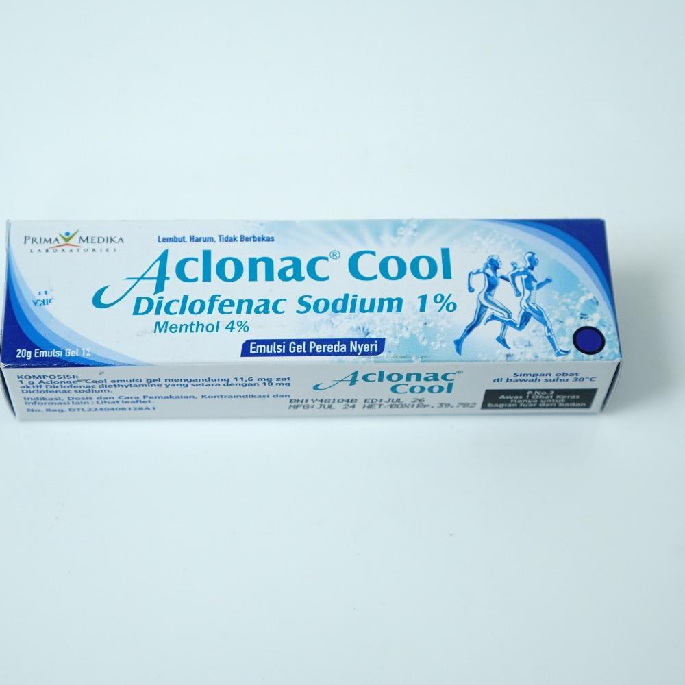Aclonac Cool - Emulsi Gel Pereda Nyeri 20 g / Diclofenac Diethylamine / Diclofenac Sodium