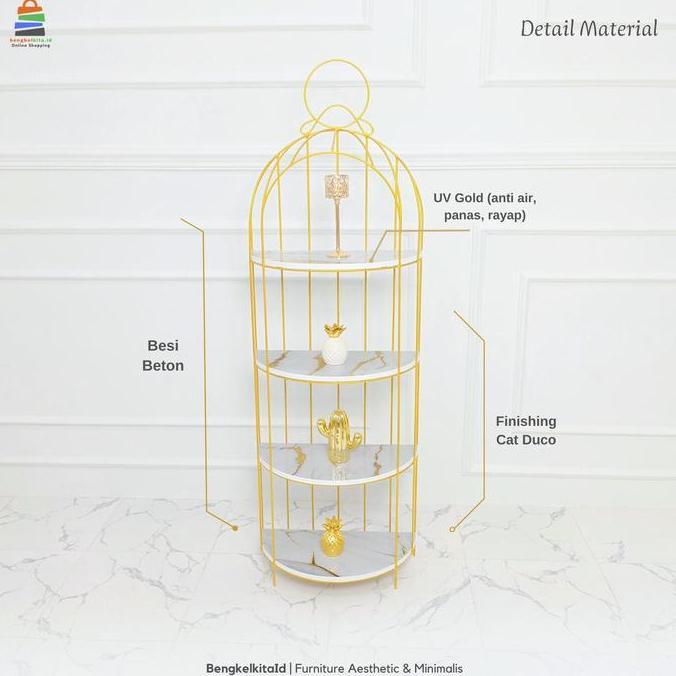 Rak Sangkar Burung Minimalis Anasya |Rak Susun Rak Shabby Rak Besi Dekorasi Rak Mulfungsi| Rak Sudut