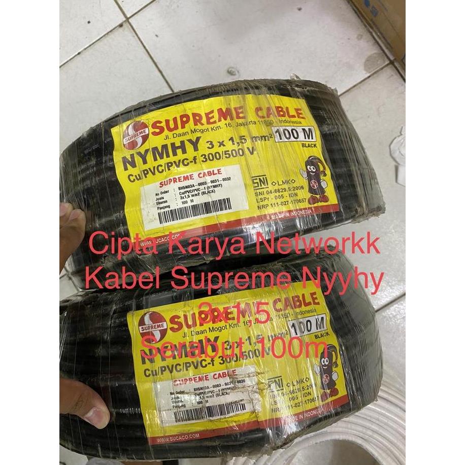 Promo Kabel Supreme Nyyhy 3x1.5 Serabut Hitam 100m / Nymhy 3x1,5 Supreme Diskon