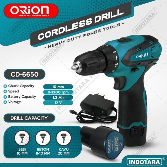Mesin Bor Baterai Cordless Drill Bor Tangan Baterai 12V Orion CD-6650P
