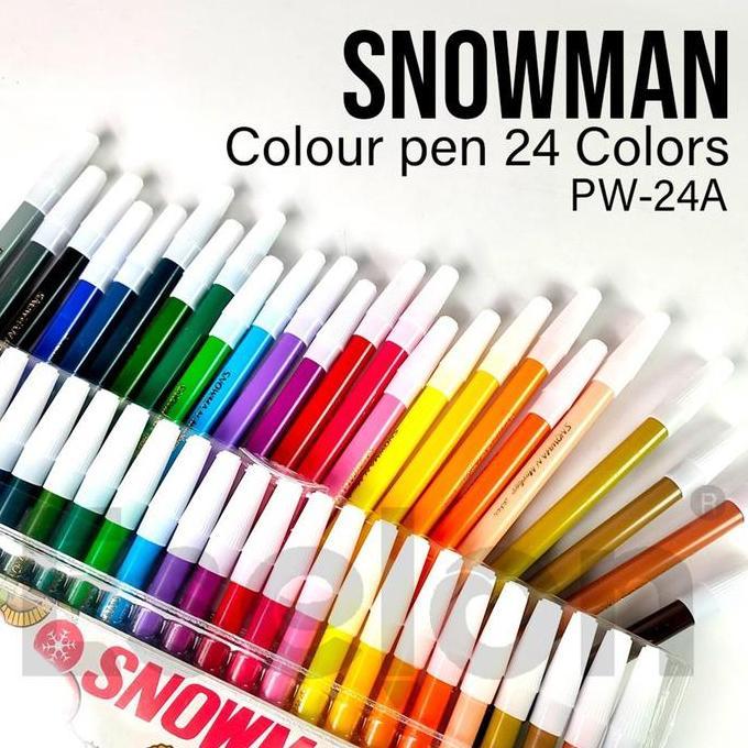 Rosandi.Rose - Spidol Snowman 24 Warna Original Pw-24A Marker Set Lengkap