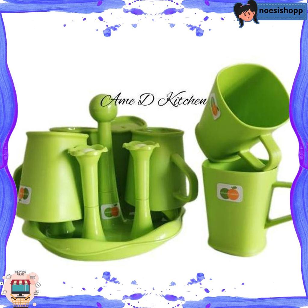 Bigdeal Rak  Gelas Tg 1037 + Gelas 6 Pc Mok 7005 Golden Sunkist