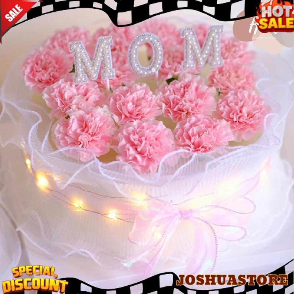 Cod Hiasan Renda Cake Tulisan Mom Model Bouquet Lace Topper Untuk Hari Ibu Birthday Valentine Mother
