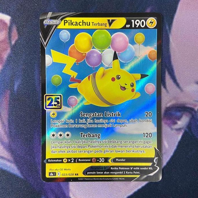 pokemon (ID) pikachu terbang v 25th - S8a 023/028 - RR TERBAIK