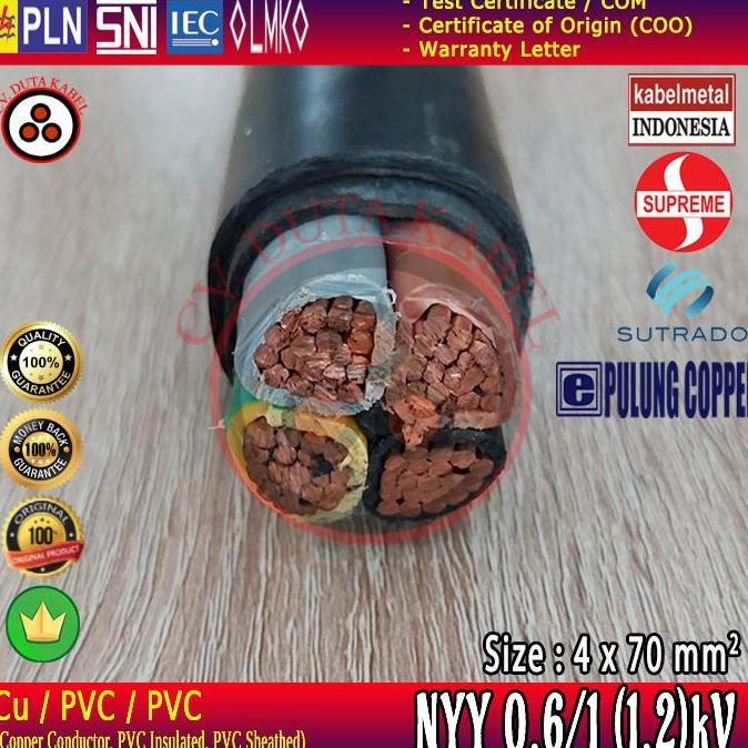 Promo Kabel NYY 4x70 mm2 MERK SUPREME CABLE / KABELMETAL (KMI) / SUTRADO / PULUNG /4 x 70 mm2/4x70mm