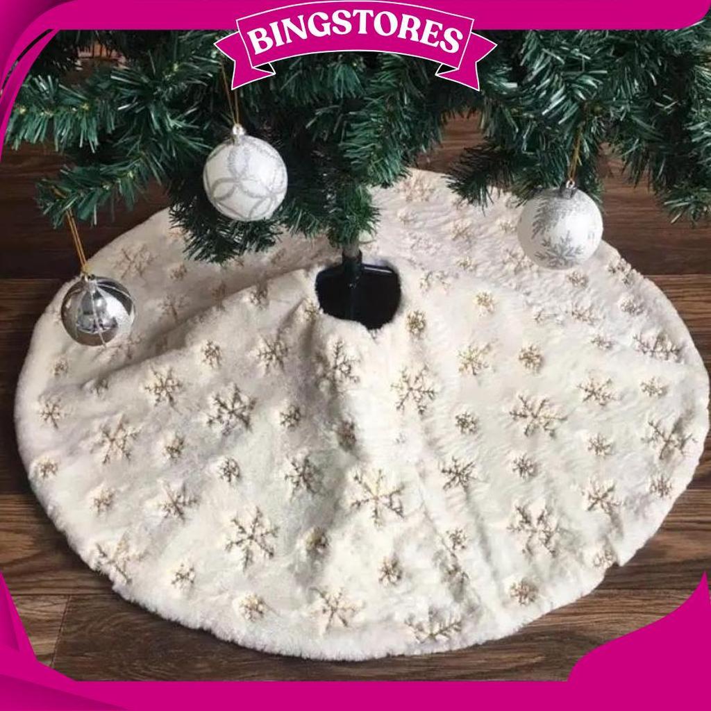 Alas Pohon Natal Motif Salju Tatakan Pohon Natal 90Cm/120Cm Da Ori