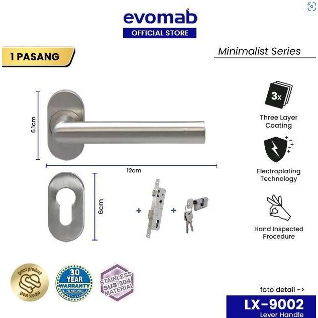 evomab Handle Set / Kunci Pintu Minimalis LX-9002 handle  pintu
