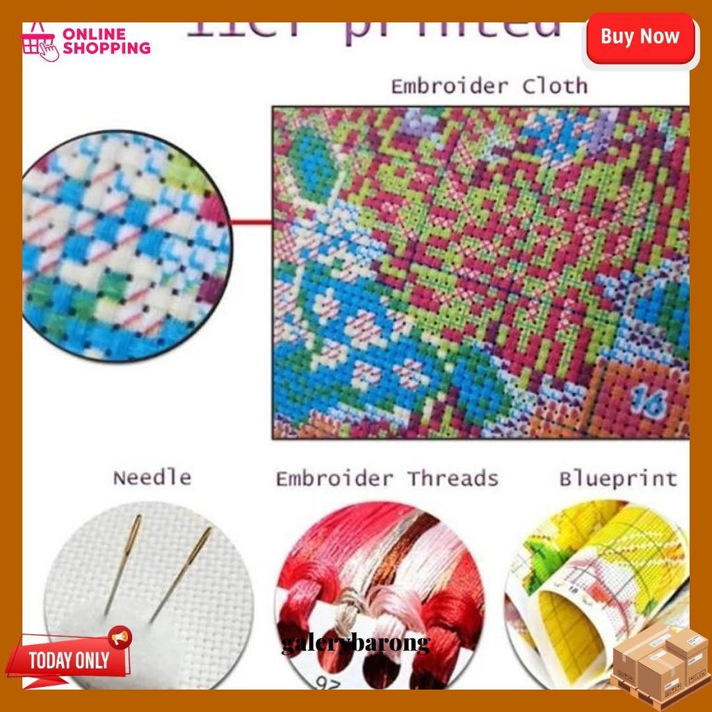 Cross Stitch Bunga Pola Kain Kristik Bunga Set, Kristik Modern Paket, Kristik Orchid Paket, Cross St
