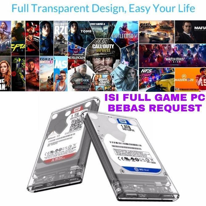 TERMURAH - PROMO Hardisk HDD Eksternal Transparan 500GB Full Game PC/Laptop