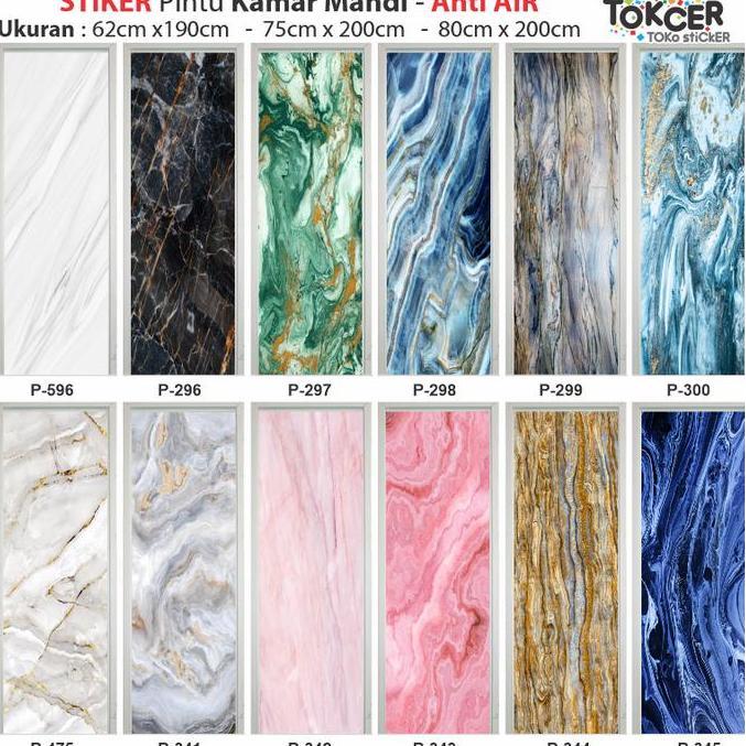 Stiker Pintu Kamar Mandi Motif Marmer Sticker