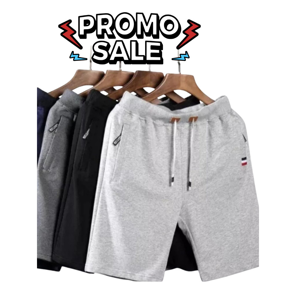 Yulia store Celana Baby Terry Pendek Pria Jumbo Sport Zipper Fleece Premium Rip