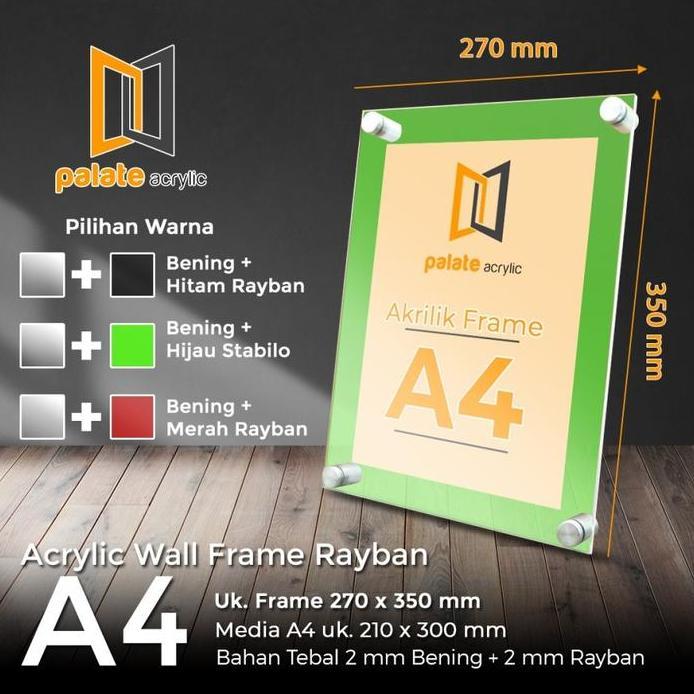 AKRILIK FRAME A4 / ACRYLIC FRAME A4 2MM LANDSCAPE / PORTRAIT murah