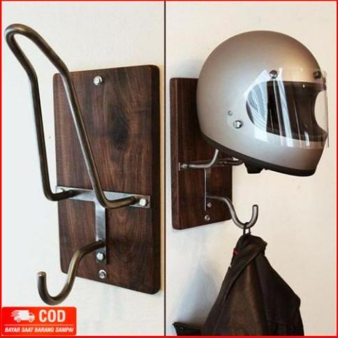 Gantungan Helm Dan Jaket / Gantungan Helm Dinding Tas Dan Papan Kayu