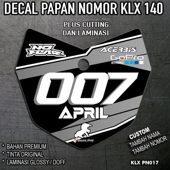 Decal Papan Nomor KLX 140