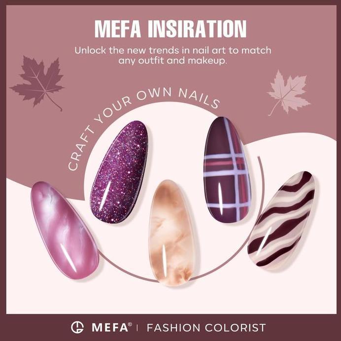 12 Set Neon Party SeriesMEFA Set Kutek Gel 12 Warna Burgundy Merah, Emas Champagne, Nude Coklat, Ung