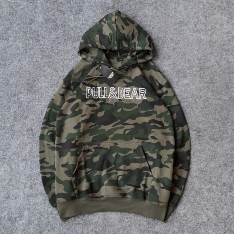 Sweater Hoodie Jumper Distro Pull&Bear ARMY CAMO - HOODIE PULL&BEAR CAMO FULL TAG & LABEL