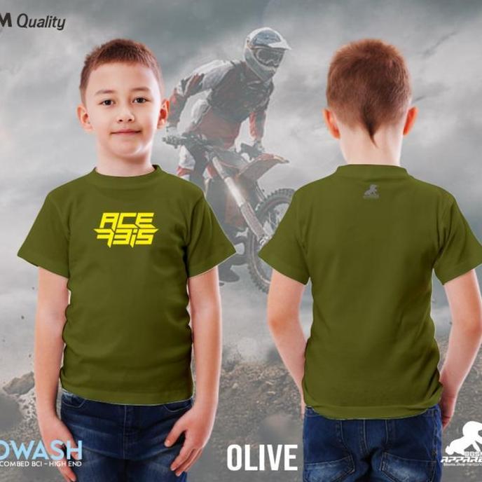 Kaos anak biowash ultrasoft 24s reguler motif 2 Sablon ACERBIS Kaos Premium Lengan Pendek TRAIL