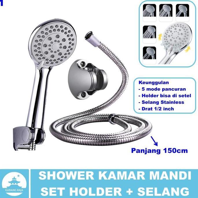 Shower Kamar Mandi Satu Set Selang Hand Shower Stenlis Stainless Kran Keran Air Head Shower Harga Kh