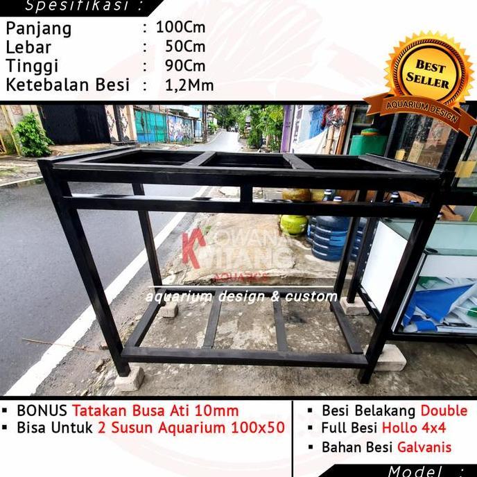 Terlaris Rak Aquarium / Rak Aquarium Besi Hollo 2 Susun Ukuran 100X50 Besi 4X4