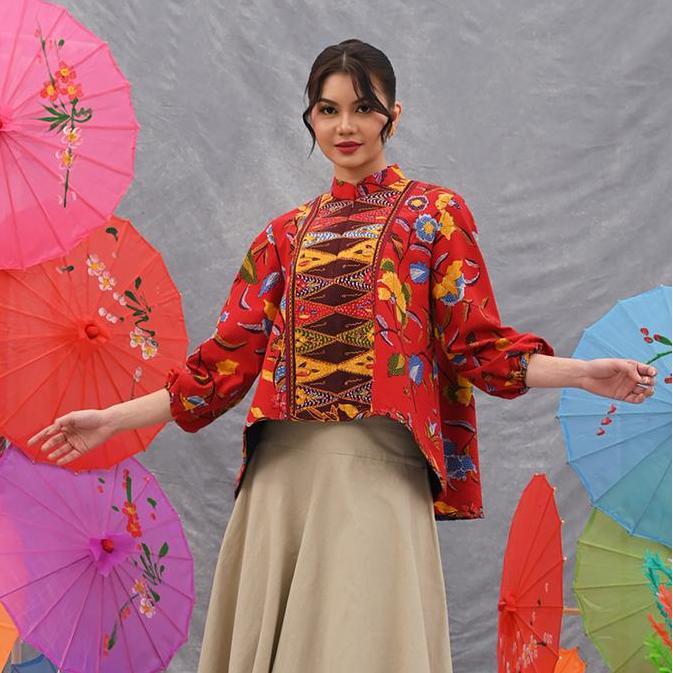 NONA RARA - Aria Tulis Betawi T4162, Baju kerja batik blouse wanita modern