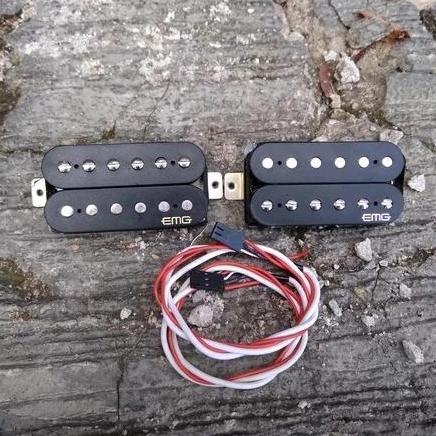 Pickup Gitar EMG RETRO Active HOT 70 Humbucker Pickups Set Black Cover