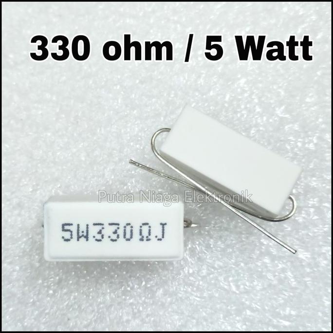 (1) Resistor 330 ohm 5 watt 330R 5W keramik / kapur / cemen 330ohm 5watt putran1a Segera Beli