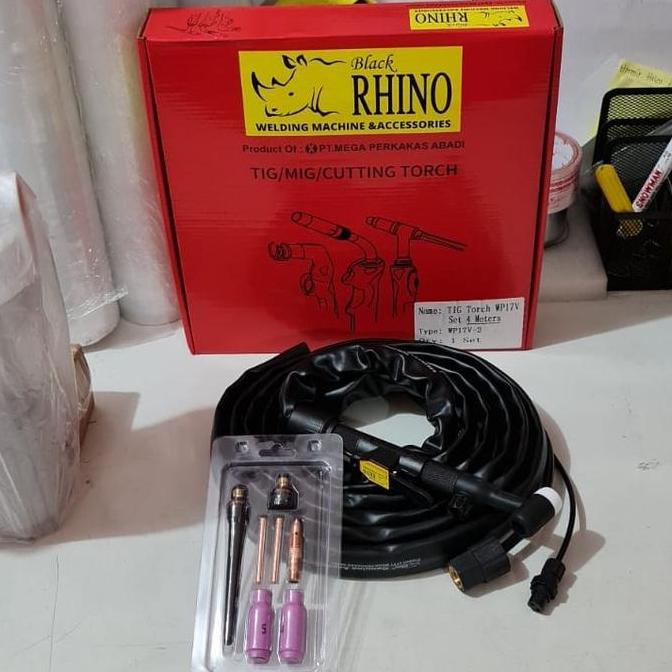 stang las argon tig torch wp17v set 4 mtr selang BLACK RHINO wp17v stang las argon