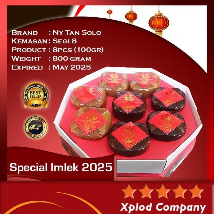 Spesial Imlek Kue Keranjang Ny Tan Packing Segi 6 Kemasan isi 8 pcs