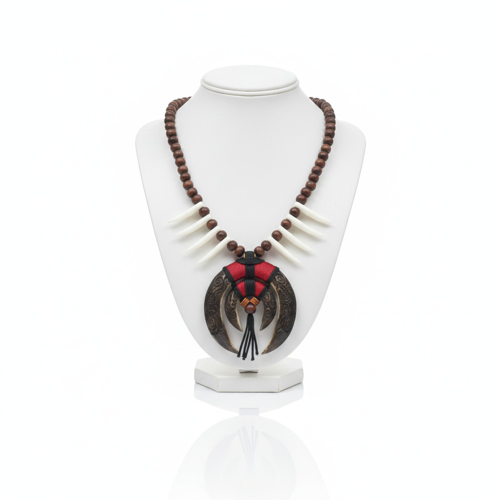 KALUNG ETNIK DAYAK MOTIF UKIR VARIASI / Kalung Taring Ukir