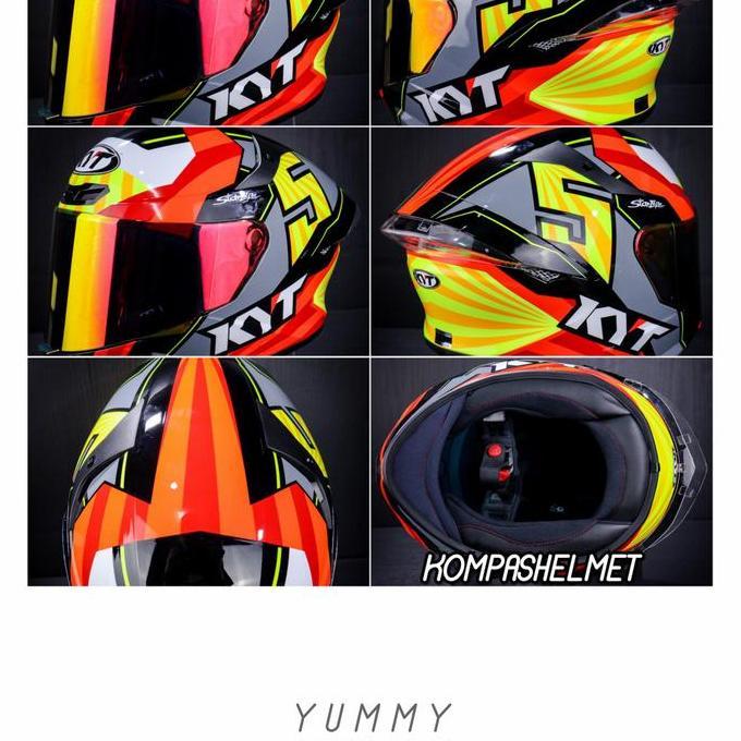 HELM KYT TT COURSE JAUME MASIA VISOR IRIDIIUM + SPOILER PAKET GANTENG