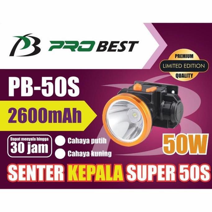 Spesial [Kbm] Senter Kepala Probest 50 Watt Pb-50S Cahaya Putih