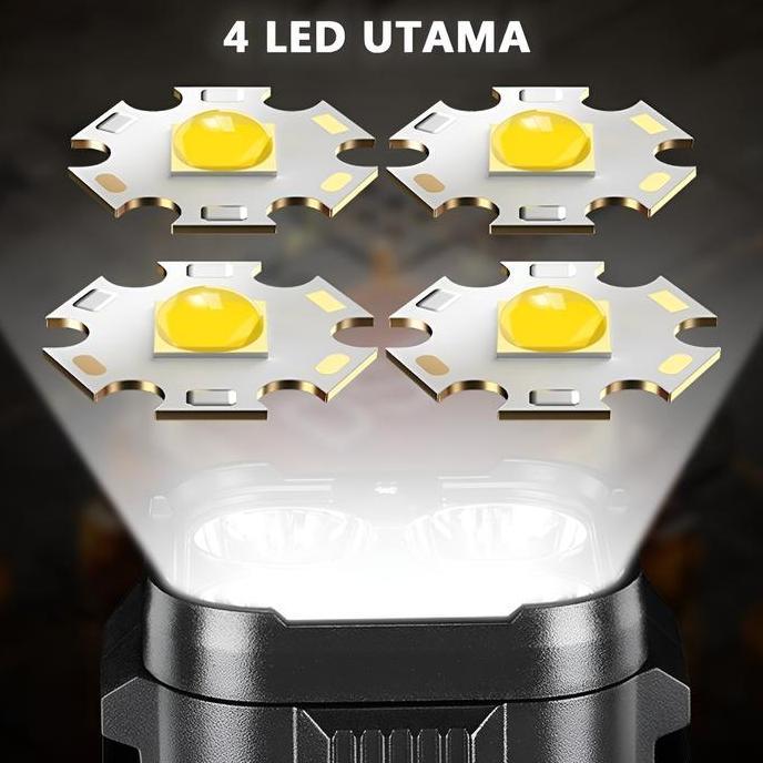 Miliki Senter Led 4 Mata Cob Rechargeable Senter S66