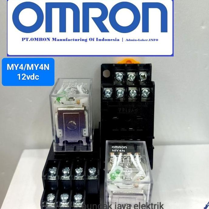 relay Omron original my4/my4n 12vdc 14 kaki 5a set socket/relay Omron TERBATAS