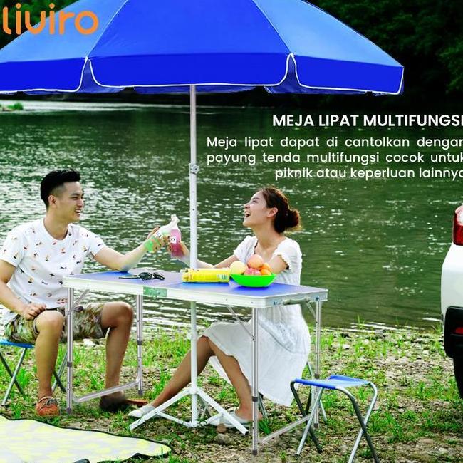 Liviro Meja Lipat Dagang Outdoor Jualan Portable Lubang Payung Tengah Berkualitas Booth Bazar Tenda 