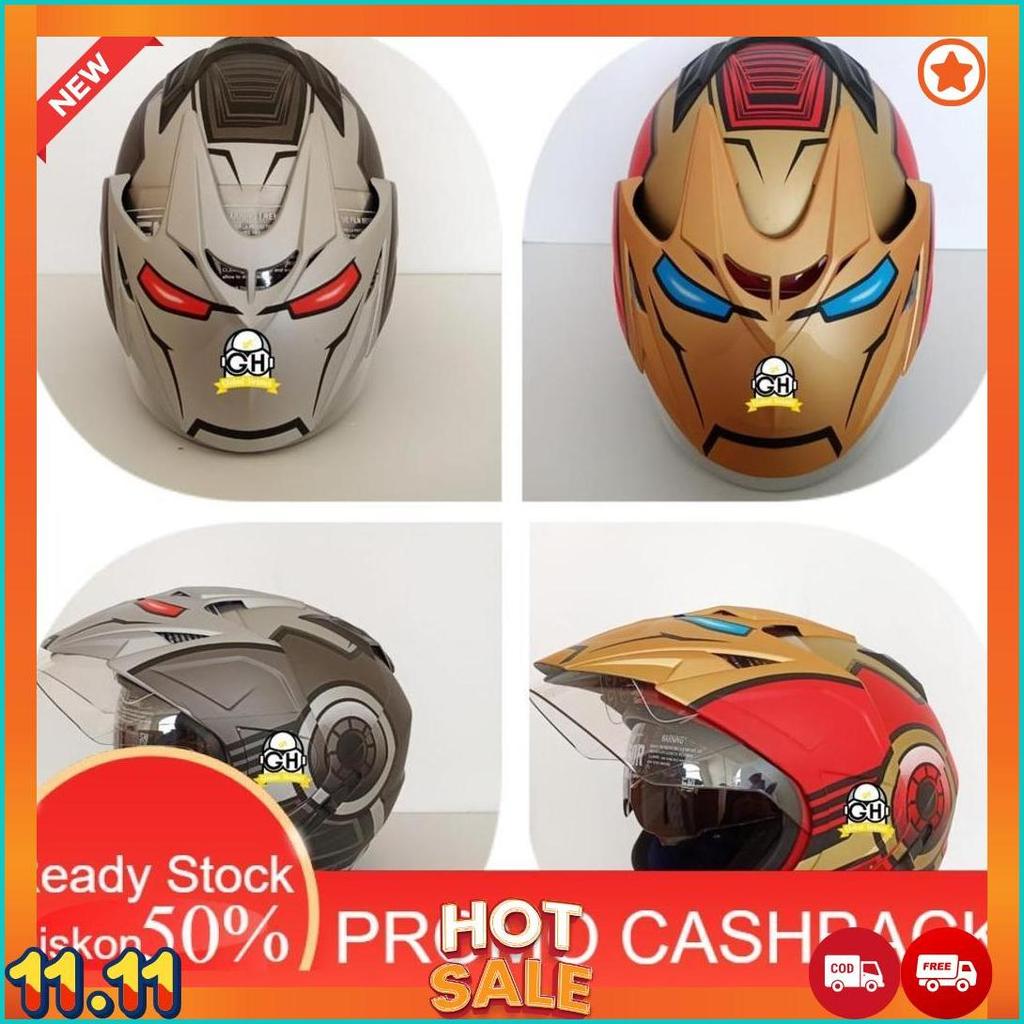 11.11 Helm Jarvis Ironman Avengers Helmet Dua Kaca Murah Helmet Double Visor Murah Helmet Dewasa Mur