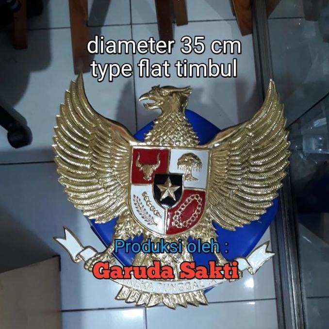 Lambang garuda kuningan rata timbul 35 cm